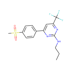 CCCNc1nc(-c2ccc(S(C)(=O)=O)cc2)cc(C(F)(F)F)n1 ZINC000042921309