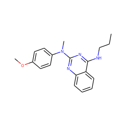 CCCNc1nc(N(C)c2ccc(OC)cc2)nc2ccccc12 ZINC000653823144