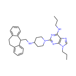 CCCNc1nc(N2CCC(NCC3c4ccccc4CCc4ccccc43)CC2)nc2c1ncn2CCC ZINC000013759623