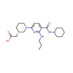 CCCNc1nc(N2CCC[C@@H](CC(=O)O)C2)ccc1C(=O)NC1CCCCC1 ZINC000095574150