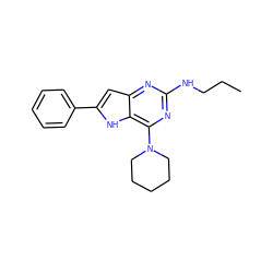 CCCNc1nc(N2CCCCC2)c2[nH]c(-c3ccccc3)cc2n1 ZINC000013834945