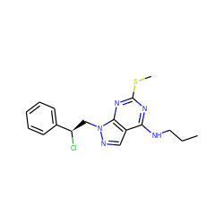 CCCNc1nc(SC)nc2c1cnn2C[C@@H](Cl)c1ccccc1 ZINC000013589887