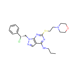 CCCNc1nc(SCCN2CCOCC2)nc2c1cnn2C[C@H](Cl)c1ccccc1 ZINC000071317527