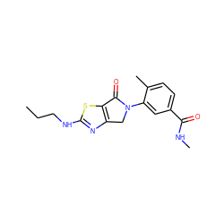 CCCNc1nc2c(s1)C(=O)N(c1cc(C(=O)NC)ccc1C)C2 ZINC000029041435