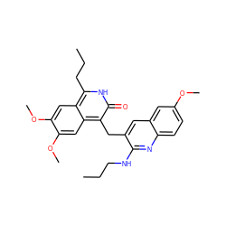 CCCNc1nc2ccc(OC)cc2cc1Cc1c(=O)[nH]c(CCC)c2cc(OC)c(OC)cc12 ZINC000201599564