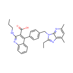 CCCNc1nc2ccccc2c(-c2ccc(Cn3c(CC)nc4c(C)cc(C)nc43)cc2)c1C(=O)O ZINC000013560852