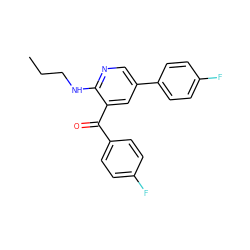 CCCNc1ncc(-c2ccc(F)cc2)cc1C(=O)c1ccc(F)cc1 ZINC000096285660