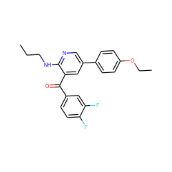 CCCNc1ncc(-c2ccc(OCC)cc2)cc1C(=O)c1ccc(F)c(F)c1 ZINC000096285664