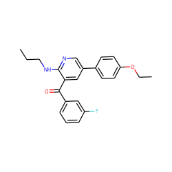 CCCNc1ncc(-c2ccc(OCC)cc2)cc1C(=O)c1cccc(F)c1 ZINC000096285665