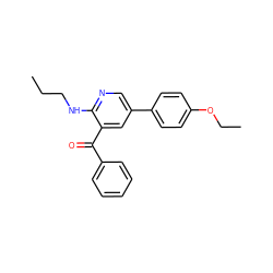 CCCNc1ncc(-c2ccc(OCC)cc2)cc1C(=O)c1ccccc1 ZINC000096285662