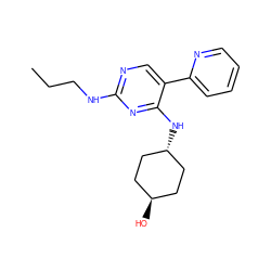 CCCNc1ncc(-c2ccccn2)c(N[C@H]2CC[C@H](O)CC2)n1 ZINC000261114927