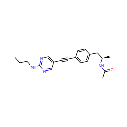 CCCNc1ncc(C#Cc2ccc(C[C@@H](C)NC(C)=O)cc2)cn1 ZINC000113412516