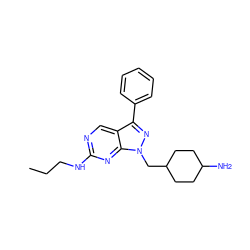 CCCNc1ncc2c(-c3ccccc3)nn(CC3CCC(N)CC3)c2n1 ZINC000084669644