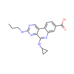 CCCNc1ncc2c(n1)c(NC1CC1)nc1cc(C(=O)O)ccc12 ZINC000199791946