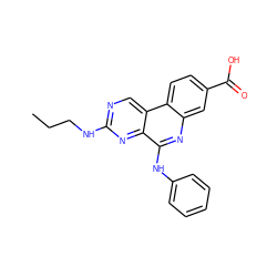 CCCNc1ncc2c(n1)c(Nc1ccccc1)nc1cc(C(=O)O)ccc12 ZINC000199791176