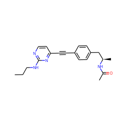 CCCNc1nccc(C#Cc2ccc(C[C@@H](C)NC(C)=O)cc2)n1 ZINC000169706341