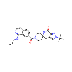 CCCNc1nccc2ccc(C(=O)N3CCC4(CC3)Cc3cn(C(C)(C)C)nc3C(=O)N4)cc12 ZINC000261177432