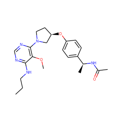 CCCNc1ncnc(N2CC[C@@H](Oc3ccc([C@H](C)NC(C)=O)cc3)C2)c1OC ZINC000261131655