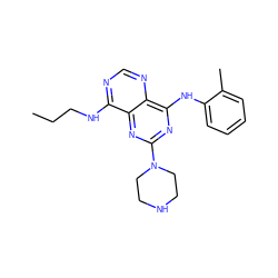 CCCNc1ncnc2c(Nc3ccccc3C)nc(N3CCNCC3)nc12 ZINC000084619028