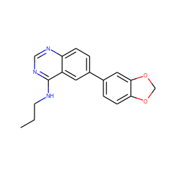 CCCNc1ncnc2ccc(-c3ccc4c(c3)OCO4)cc12 ZINC000066112779