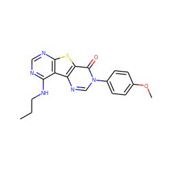 CCCNc1ncnc2sc3c(=O)n(-c4ccc(OC)cc4)cnc3c12 ZINC000095558515