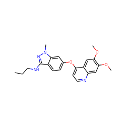 CCCNc1nn(C)c2cc(Oc3ccnc4cc(OC)c(OC)cc34)ccc12 ZINC000040379163