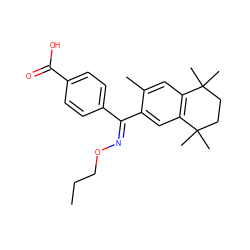 CCCO/N=C(\c1ccc(C(=O)O)cc1)c1cc2c(cc1C)C(C)(C)CCC2(C)C ZINC000003834062