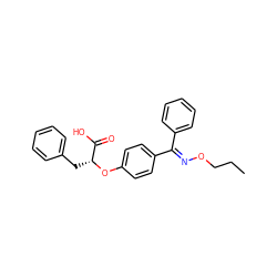 CCCO/N=C(\c1ccccc1)c1ccc(O[C@H](Cc2ccccc2)C(=O)O)cc1 ZINC000299857261