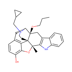 CCCO[C@@]12Cc3c([nH]c4ccccc34)[C@]3(C)Oc4c(O)ccc5c4[C@]13CCN(CC1CC1)[C@@H]2C5 ZINC000003823628