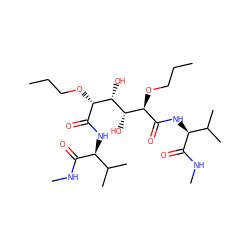 CCCO[C@@H](C(=O)N[C@H](C(=O)NC)C(C)C)[C@H](O)[C@@H](O)[C@@H](OCCC)C(=O)N[C@H](C(=O)NC)C(C)C ZINC000027622671