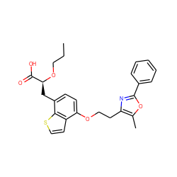 CCCO[C@@H](Cc1ccc(OCCc2nc(-c3ccccc3)oc2C)c2ccsc12)C(=O)O ZINC000034357149