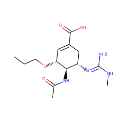 CCCO[C@@H]1C=C(C(=O)O)C[C@H](/N=C(\N)NC)[C@H]1NC(C)=O ZINC000014944903