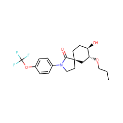 CCCO[C@@H]1C[C@@]2(CC[C@H]1O)CCN(c1ccc(OC(F)(F)F)cc1)C2=O ZINC000169702039