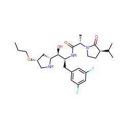 CCCO[C@H]1CN[C@@H]([C@@H](O)[C@H](Cc2cc(F)cc(F)c2)NC(=O)[C@H](C)N2CC[C@H](C(C)C)C2=O)C1 ZINC000073167738