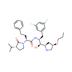 CCCO[C@H]1CN[C@@H]([C@@H](O)[C@H](Cc2cc(F)cc(F)c2)NC(=O)[C@H](CCc2ccccc2)N2CC[C@H](C(C)C)C2=O)C1 ZINC000073160639