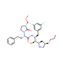 CCCO[C@H]1CN[C@@H]([C@@H](O)[C@H](Cc2cc(F)cc(F)c2)NC(=O)[C@H](CCc2ccccc2)N2CC[C@H](COC)C2=O)C1 ZINC000073160646