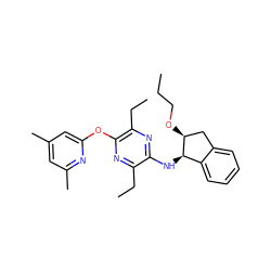 CCCO[C@H]1Cc2ccccc2[C@H]1Nc1nc(CC)c(Oc2cc(C)cc(C)n2)nc1CC ZINC000028956479