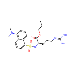 CCCOC(=O)[C@@H](CCCN=C(N)N)NS(=O)(=O)c1cccc2c(N(C)C)cccc12 ZINC000027897968