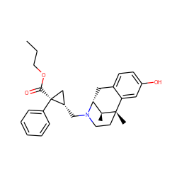 CCCOC(=O)[C@]1(c2ccccc2)C[C@@H]1CN1CC[C@@]2(C)c3cc(O)ccc3C[C@@H]1[C@@H]2C ZINC000029549185