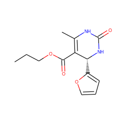 CCCOC(=O)C1=C(C)NC(=O)N[C@@H]1c1ccco1 ZINC000076215440