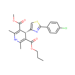 CCCOC(=O)C1=C(C)NC(C)=C(C(=O)OC)[C@@H]1c1csc(-c2ccc(Cl)cc2)n1 ZINC000103280968