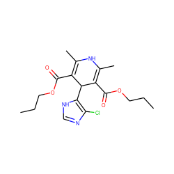 CCCOC(=O)C1=C(C)NC(C)=C(C(=O)OCCC)C1c1[nH]cnc1Cl ZINC000103222102