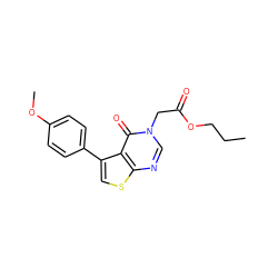 CCCOC(=O)Cn1cnc2scc(-c3ccc(OC)cc3)c2c1=O ZINC000001778444