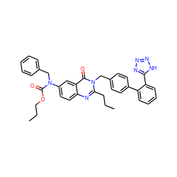 CCCOC(=O)N(Cc1ccccc1)c1ccc2nc(CCC)n(Cc3ccc(-c4ccccc4-c4nnn[nH]4)cc3)c(=O)c2c1 ZINC000026949525