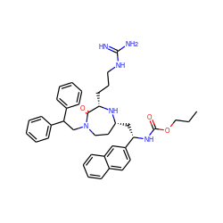 CCCOC(=O)N[C@@H](C[C@@H]1CCN(CC(c2ccccc2)c2ccccc2)C(=O)[C@H](CCCNC(=N)N)N1)c1ccc2ccccc2c1 ZINC001772648206