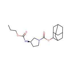 CCCOC(=O)N[C@@H]1CCN(C(=O)OC2C3CC4CC(C3)CC2C4)C1 ZINC000064539118