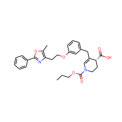 CCCOC(=O)N1C=C(Cc2cccc(OCCc3nc(-c4ccccc4)oc3C)c2)[C@H](C(=O)O)CC1 ZINC000029044951