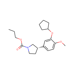 CCCOC(=O)N1CC[C@@H](c2ccc(OC)c(OC3CCCC3)c2)C1 ZINC000013741100