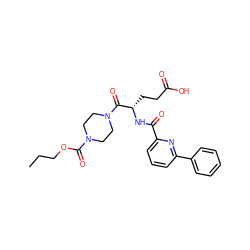 CCCOC(=O)N1CCN(C(=O)[C@H](CCC(=O)O)NC(=O)c2cccc(-c3ccccc3)n2)CC1 ZINC000043019338