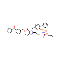 CCCOC(=O)NS(=O)(=O)c1ccccc1-c1ccc(Cn2c(CCC)nc(CC)c2C(=O)OCc2cccc(C(=O)c3ccccc3)c2)c(F)c1 ZINC000026378116